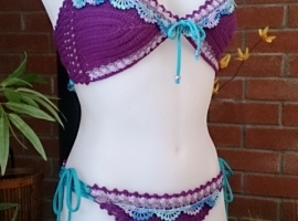 Handmade Crochet Bikini In Purple/Blue, Called: 