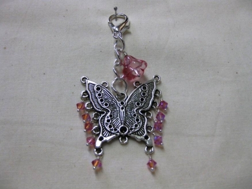 Butterfly Handbag Charm - Rose Crystal from iCraft