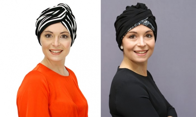 asymmetric turbans for round faces