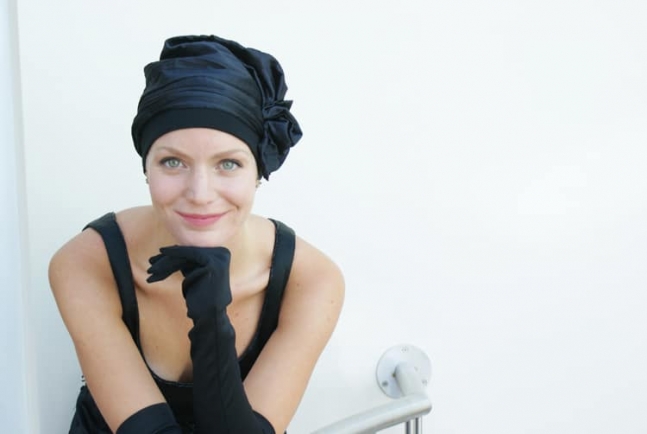 black Ava cocktail chemo hat