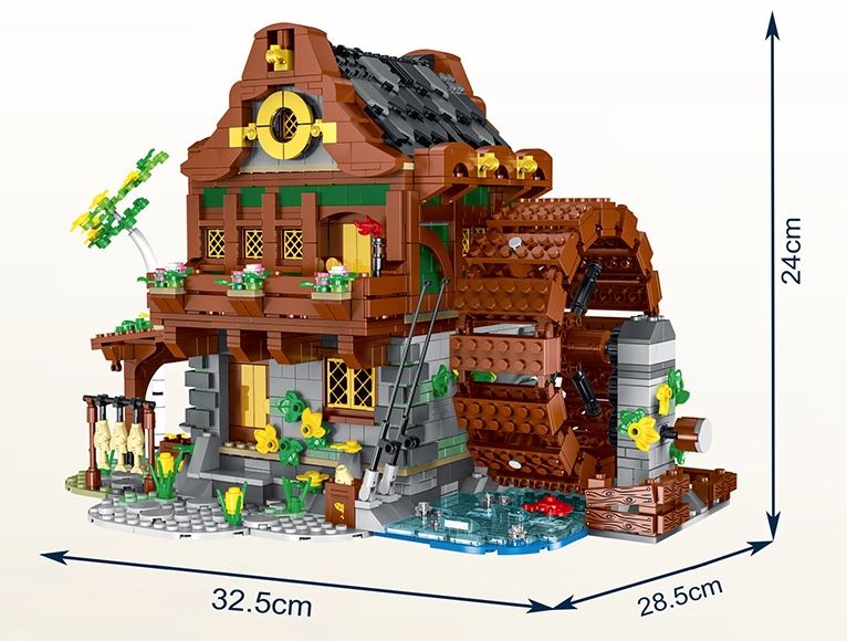 Medieval Water Mill | Unique No-Name Building Blocks by fusionmart